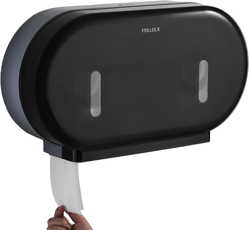 pollock Commercial Twin Jumbo Toilet Tissue Dispenser, 9” Double Toilet Paper Roll Holder Wall Mount, Industrial Tissue Dispenser with Key Lock,Tissue Holder with Dual Dispenser for Bathroom,Office,School - Image 1